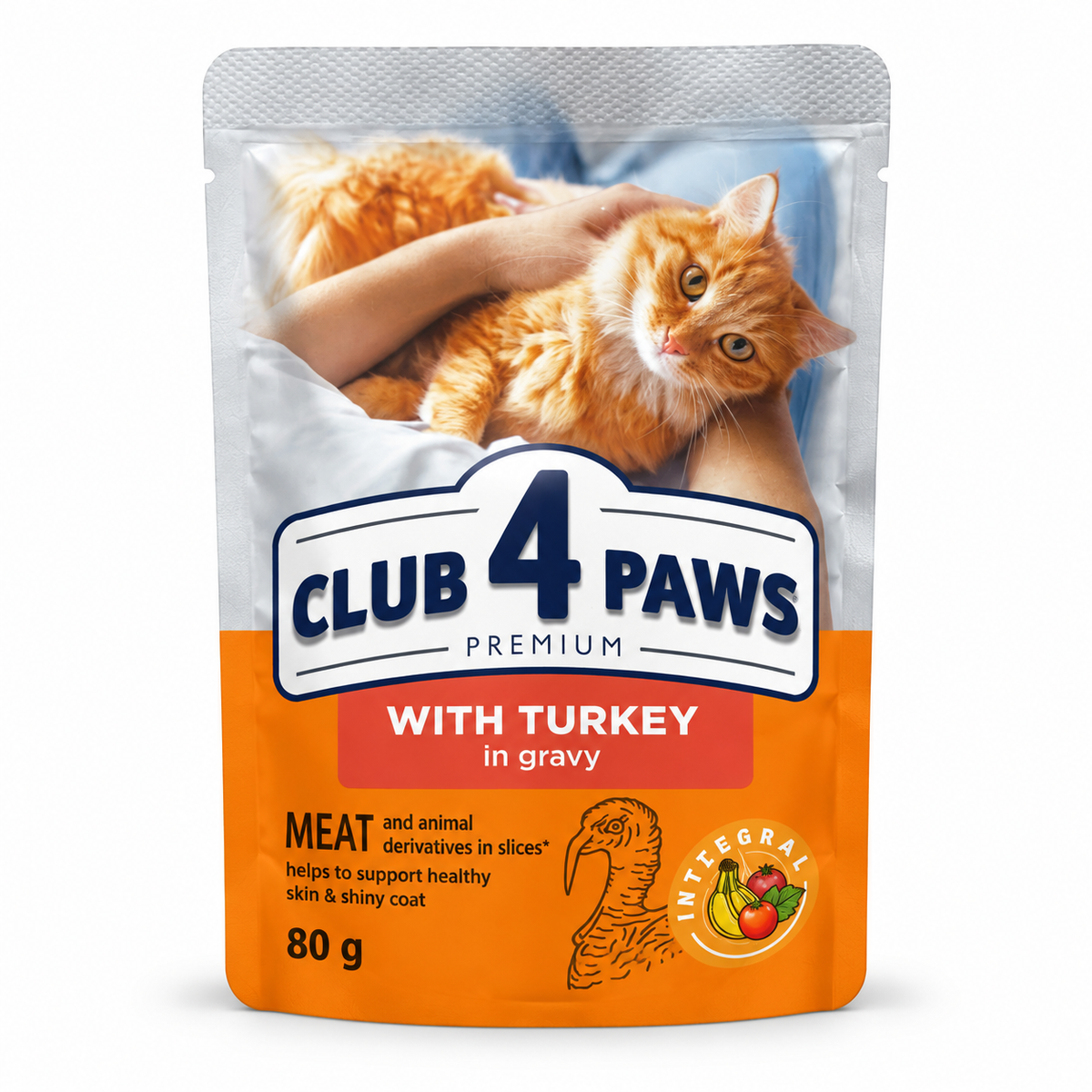 Club 4 Paws Premium with Turkey in Gravy Wet Cat Food 80g