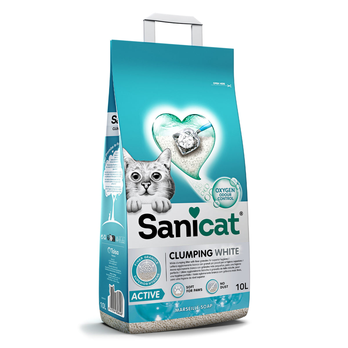 Sanicat Clumping White Active Marseille Soap Cat Litter 10L