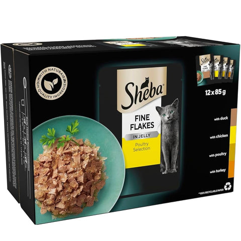 Sheba Fine Flakes Poultry Selection in Jelly 12pcs