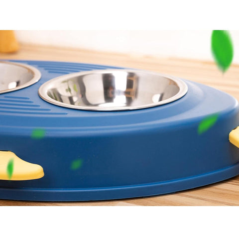 Double Stainless Steel Pet Food Bowl _ Fish