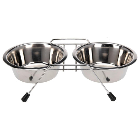 Double Stainless Steel Pet Bowls with Metal Stand