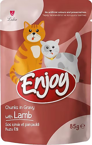 Enjoy Lamb Chunks in Gravy Wet Cat Food 85g