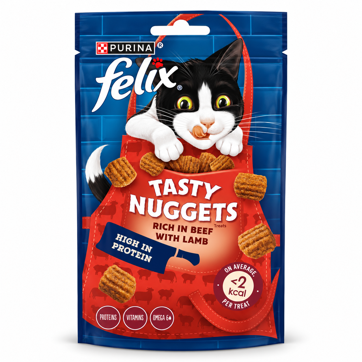 Purina Felix Tasty Nuggets cat treats rich in beef with lamb
