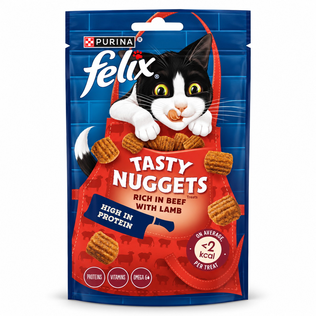Purina Felix Tasty Nuggets cat treats rich in beef with lamb
