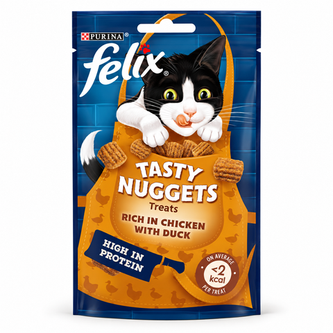 Purina Felix Tasty Nuggets cat treats rich in chicken with duck