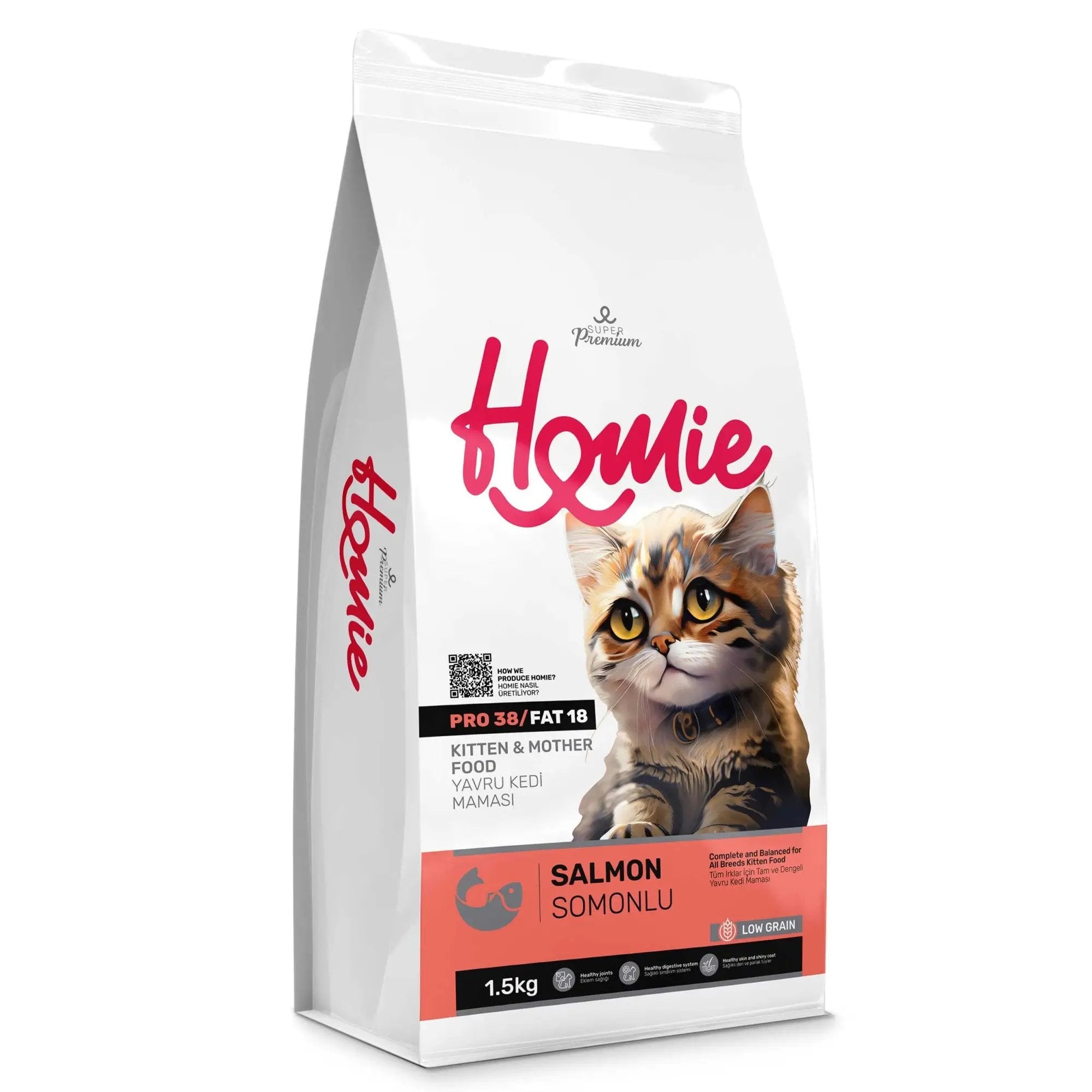 Homie Low Grain Salmon Kitten and Mother 1.5Kg Homie Low Grain Salmon Kitten and Mother 1.5Kg