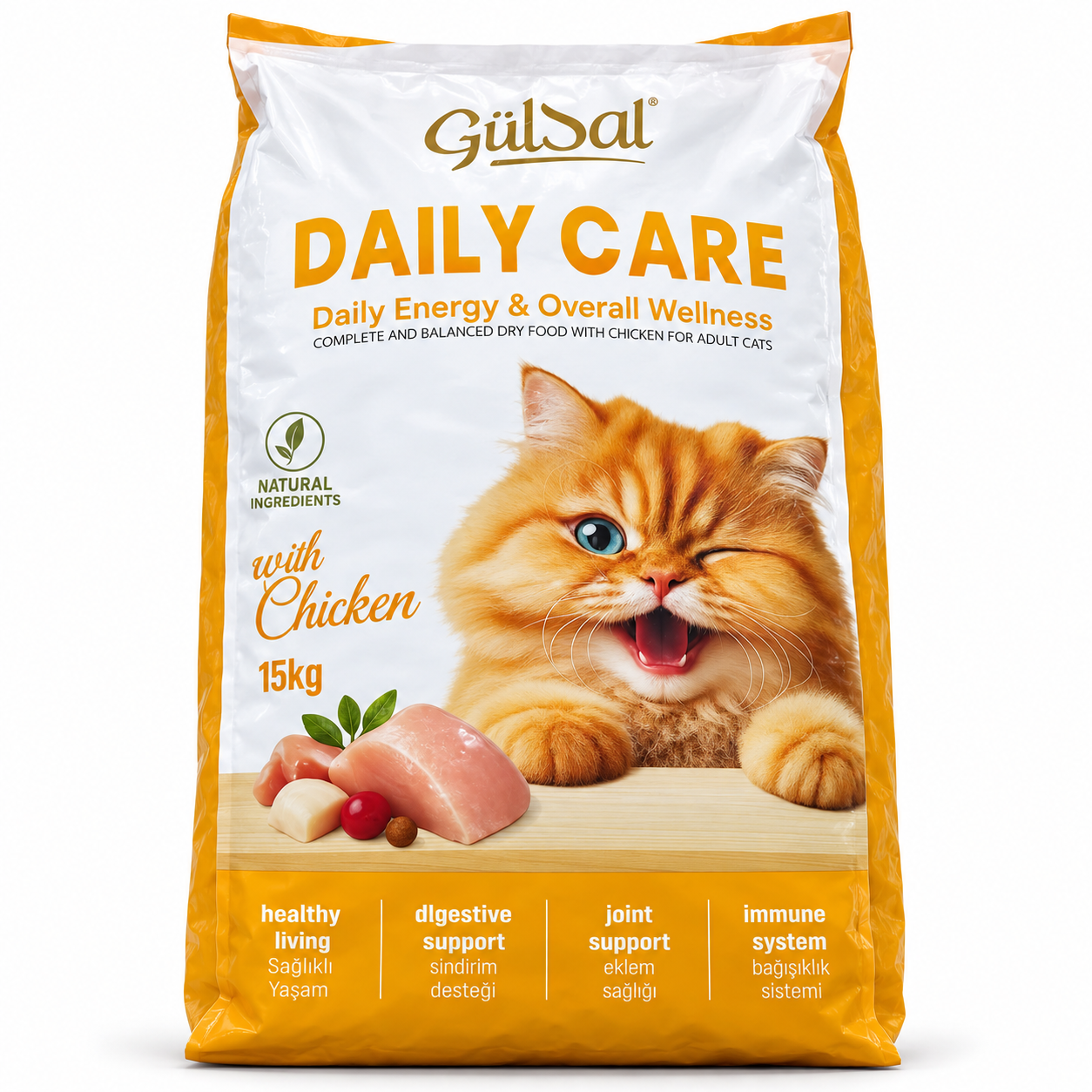 Gülsal Daily Care Adult Cat Food with Chicken 15kg