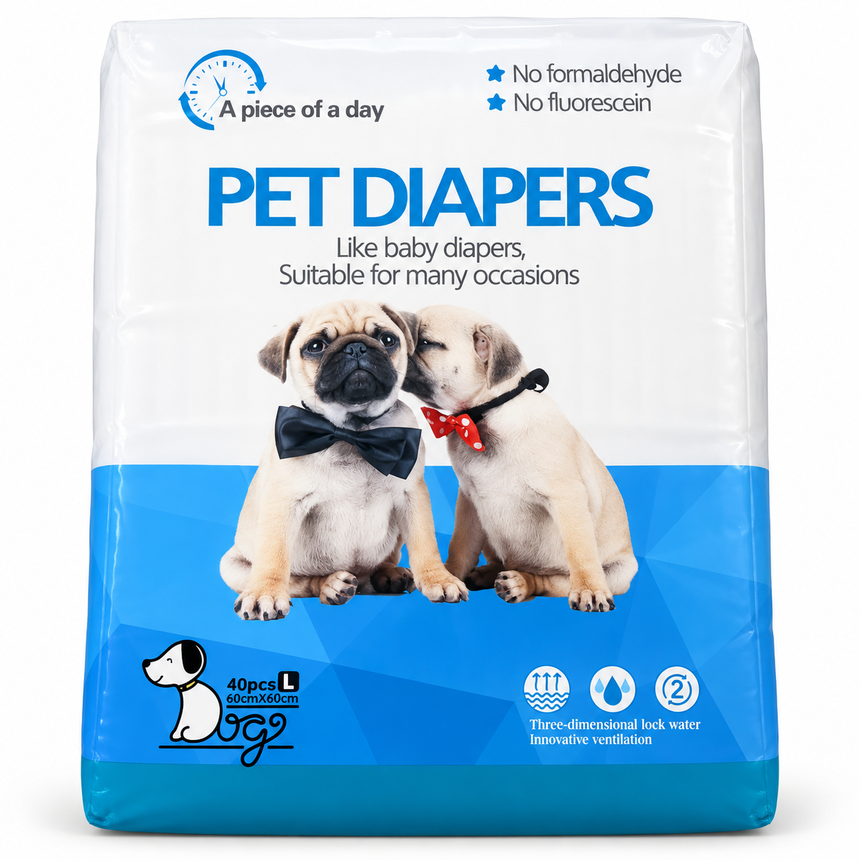 Pet Diapers Dog Pads Size L 40 Pieces 60x60cm
