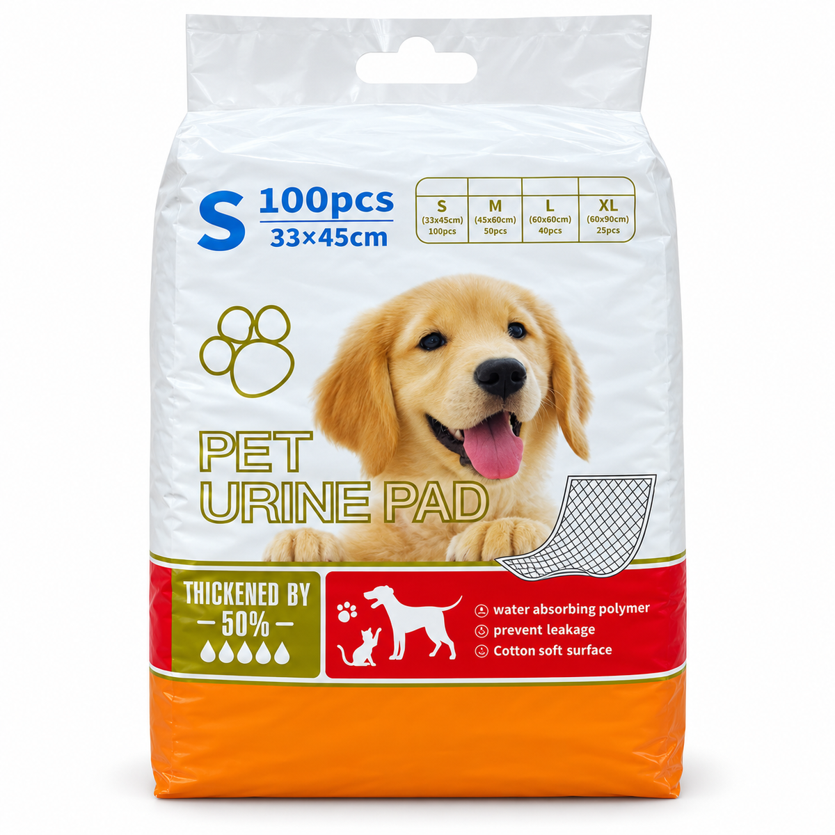 Pet Urine Training Pads Size S 100 Pieces 33x45cm
