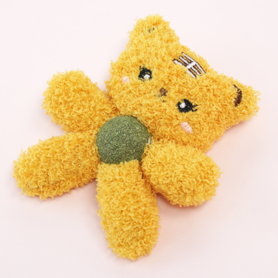 Yellow Plush Star Cat Toy with Catnip Ball