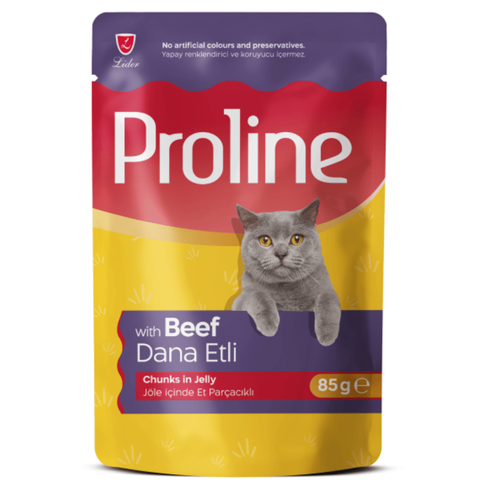 Proline Beef Chunks in Jelly Wet Cat Food 85g