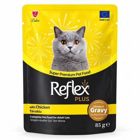 Reflex Plus Chicken in Gravy Adult Cat Food Pouch 85g