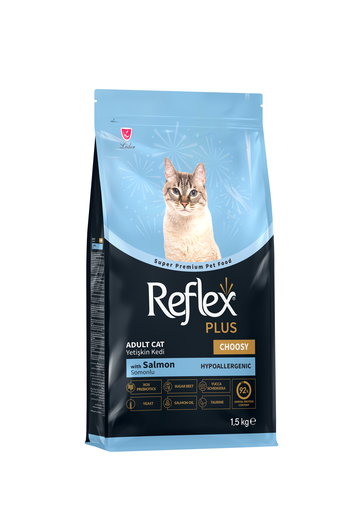 Reflex Plus Choosy Adult Cat Food with Salmon 1.5kg - new packaging