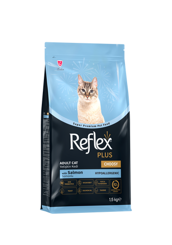 Reflex Plus Choosy Adult Cat Food with Salmon 1.5kg - new packaging