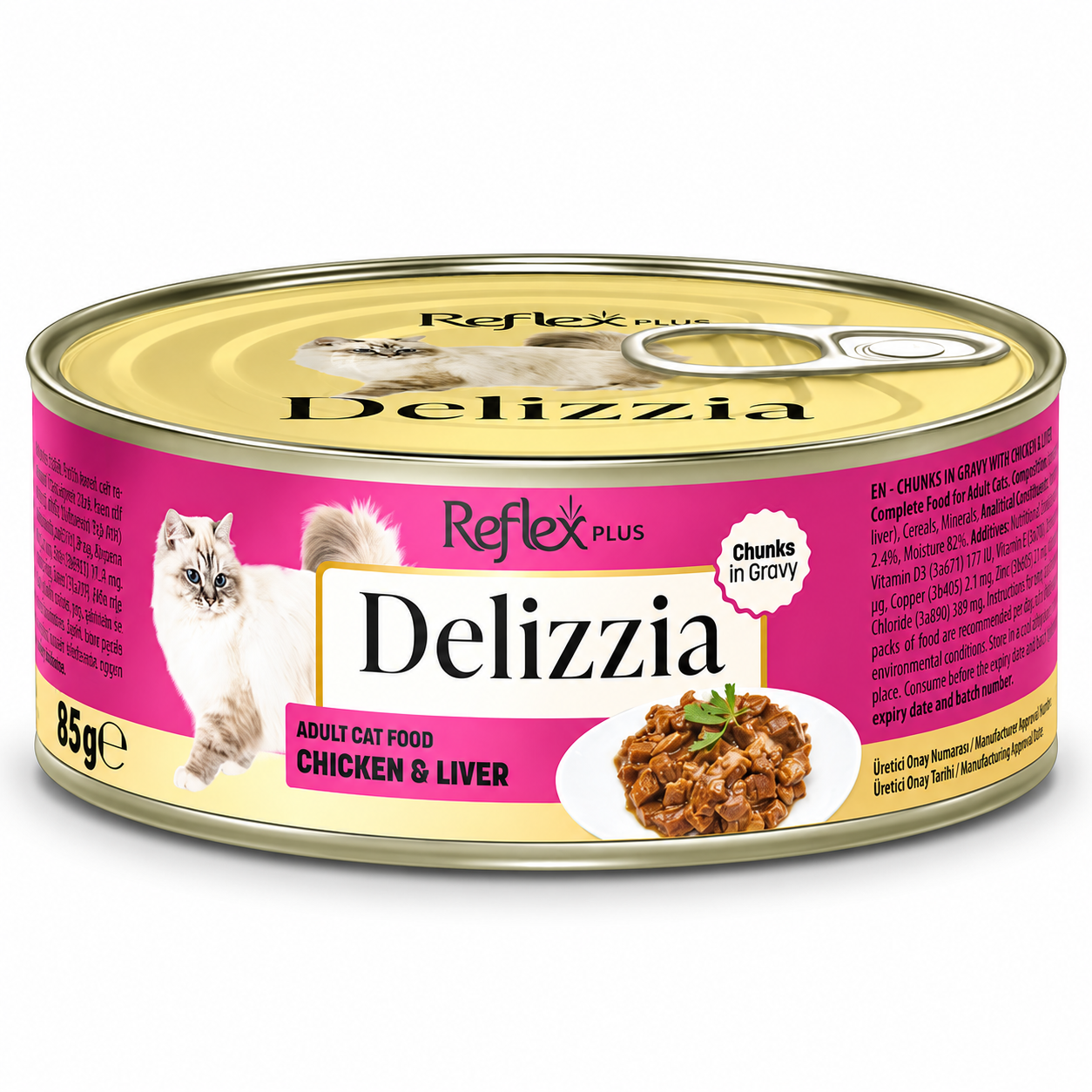 Reflex Plus Delizia Chicken & Liver in Gravy Adult Cat Food 85g
