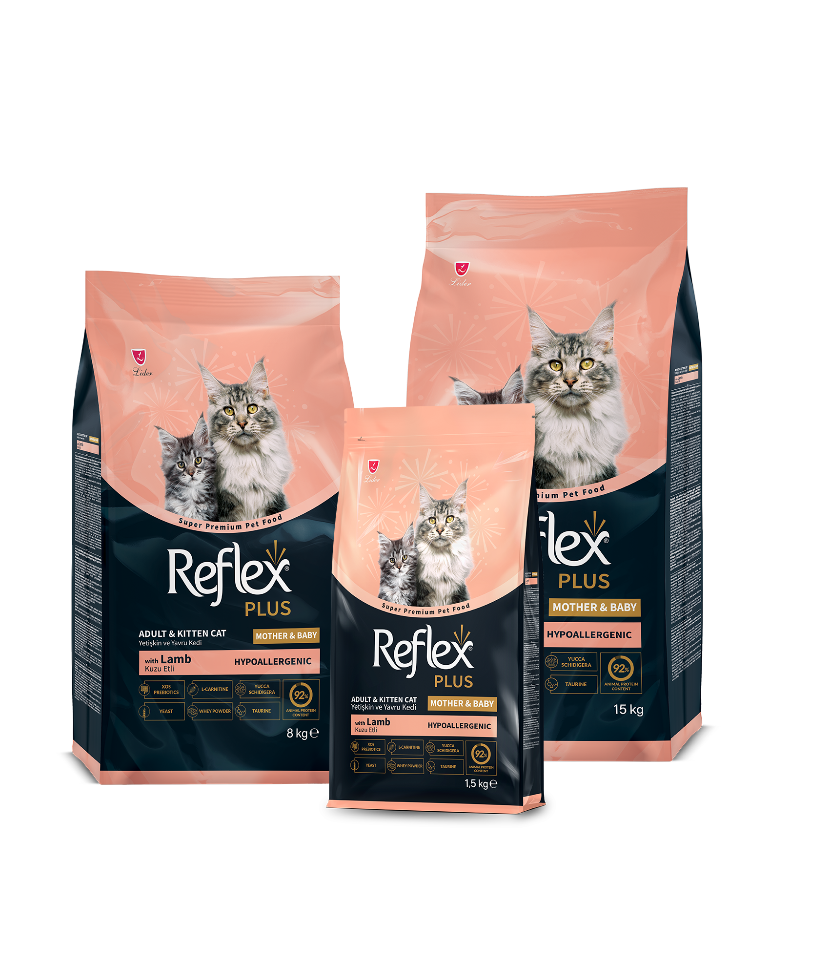 Reflex Plus Mother & Baby Adult Cat Food with Lamb & Rice 1.5kg - new packaging