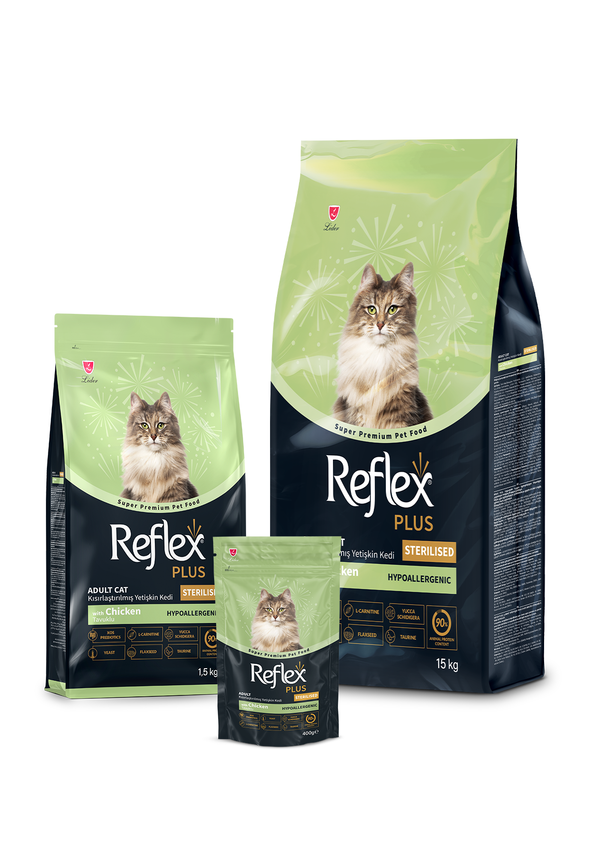 Reflex Plus Sterilised Adult Cat Food with Chicken 1.5 kg - new packaging