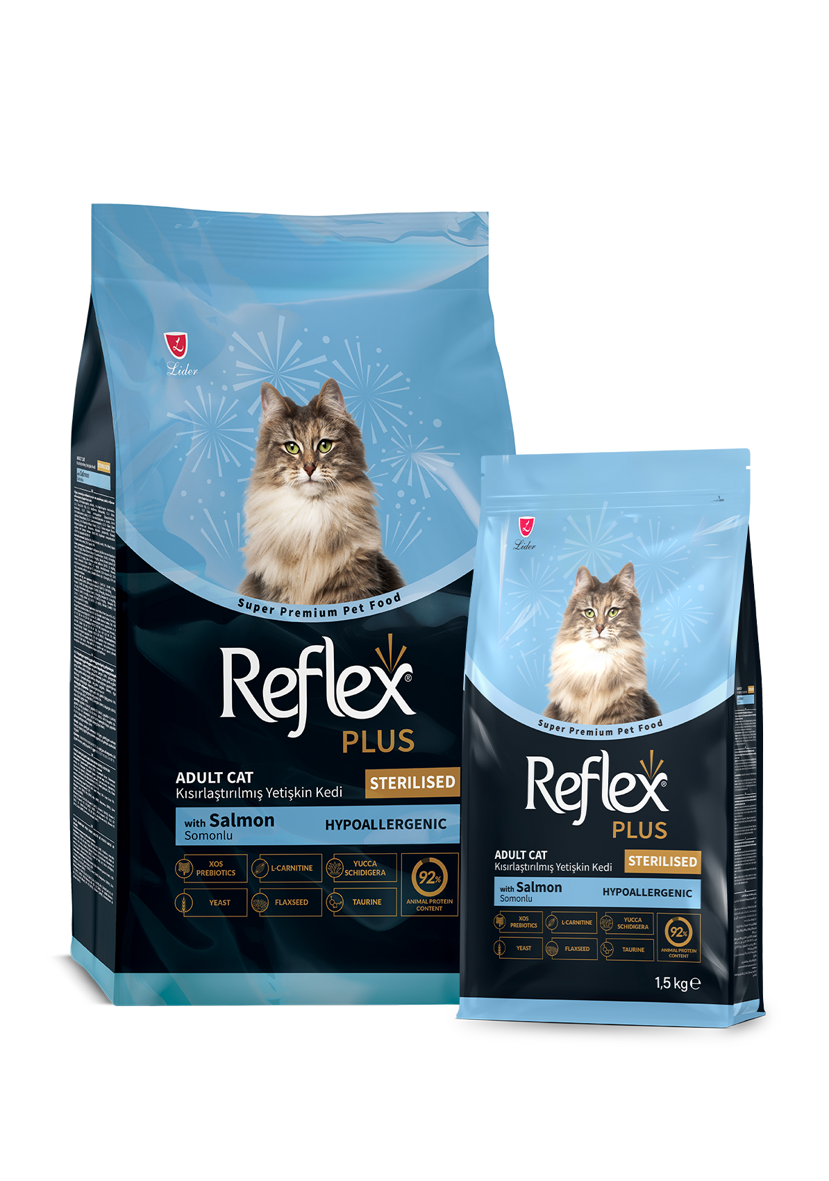 Reflex Plus Sterilised Adult Cat Food with Salmon 1.5kg - new packaging