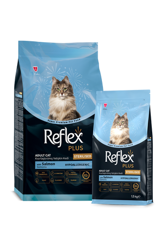 Reflex Plus Sterilised Adult Cat Food with Salmon 1.5kg - new packaging