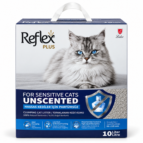 Reflex Plus Unscented clumping cat litter for sensitive cats 10L
