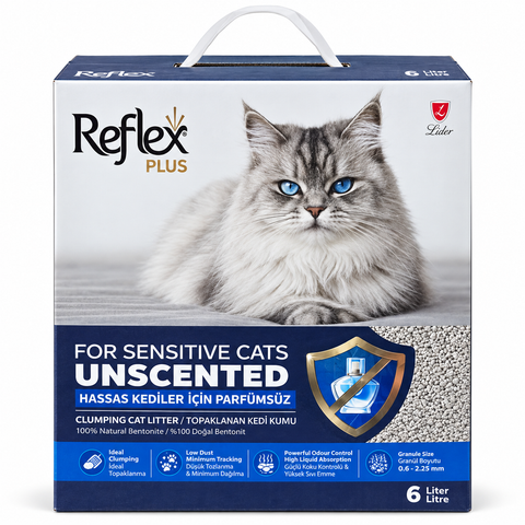 Reflex Plus Unscented Clumping Cat Litter for Sensitive Cats 6L