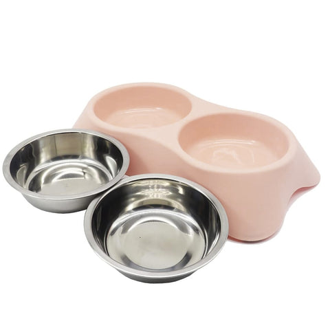 Double thick plastic With Stanless pet bowl