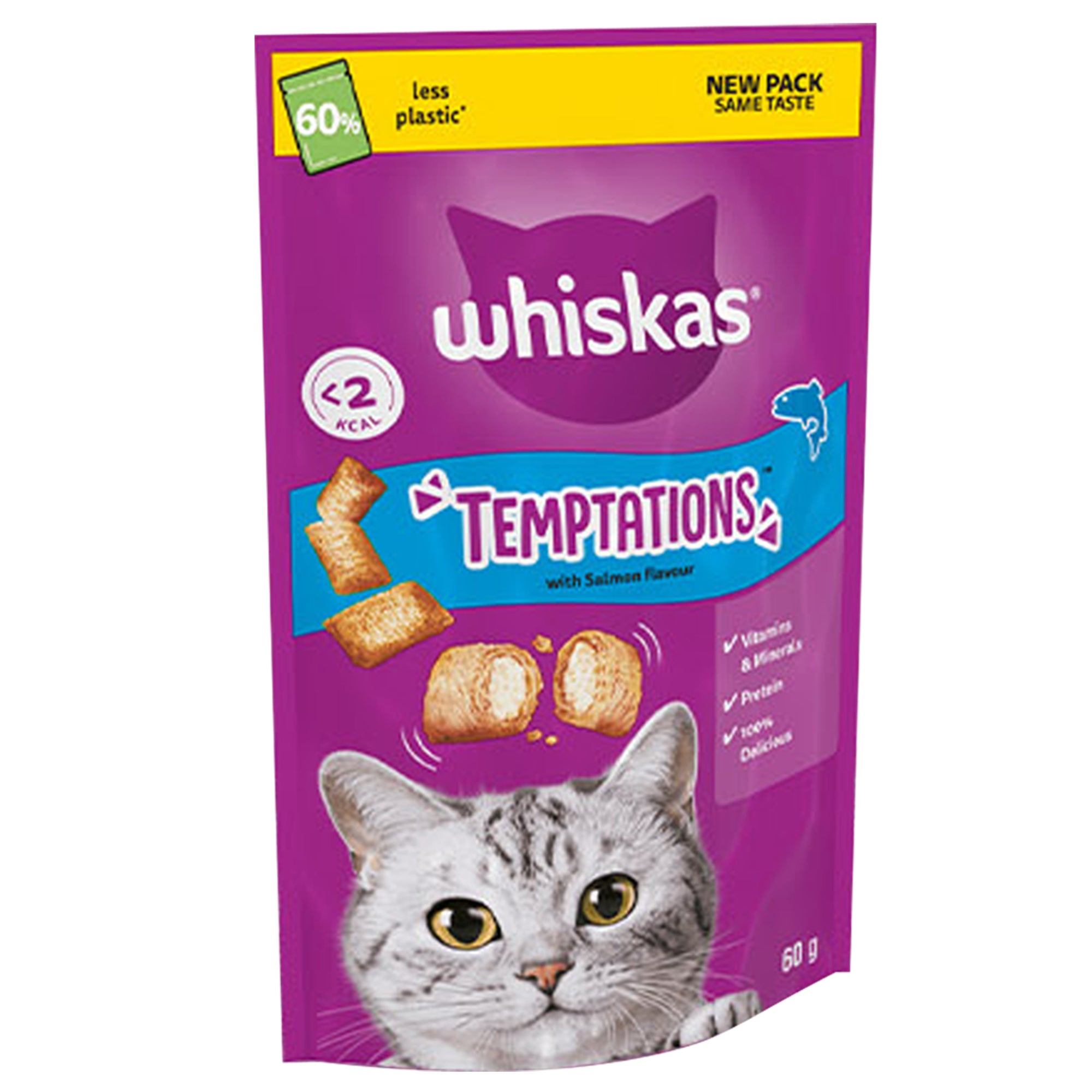 WHISKAS® TEMPTATIONS™ with Salmon 60g WHISKAS® TEMPTATIONS™ with Salmon 60g