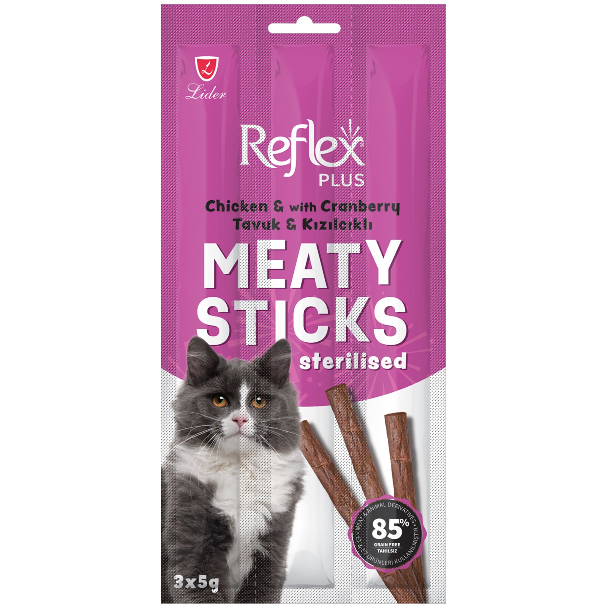Reflex Meaty Sticks Sterilised Chicken & Cranberry Reflex Meaty Sticks Sterilised Chicken & Cranberry