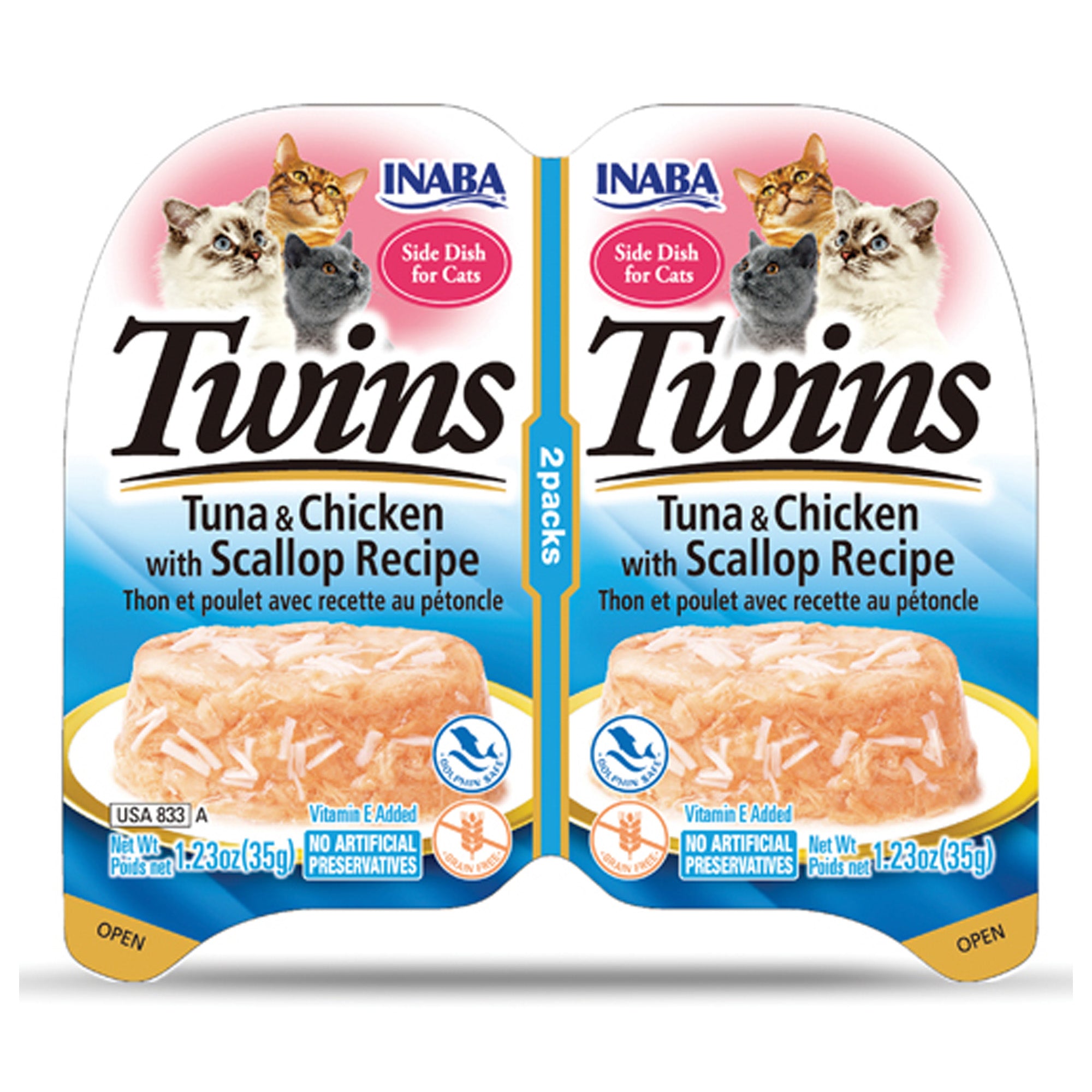 Inaba Twins Tuna & Chicken with Scallop Recipe 70g Inaba Twins Tuna & Chicken with Scallop Recipe 70g
