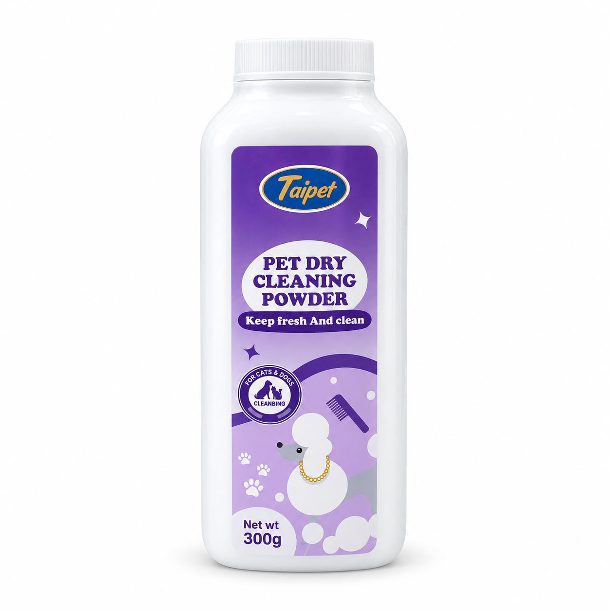Taipet Pet Dry Cleaning Powder Lavender 300g for cats and dogs