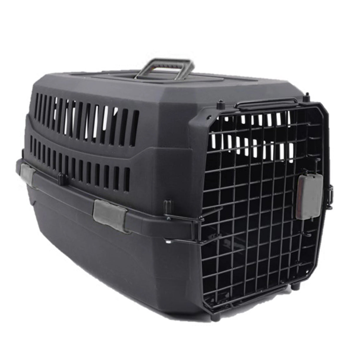 BLACK PET CARRIER WITH METAL DOOR