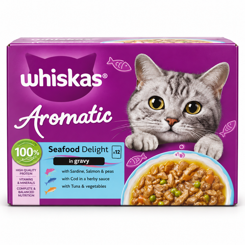 Whiskas Aromatic Seafood Delight in Gravy wet cat food 12 x 85g