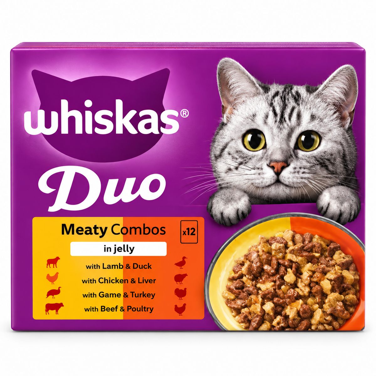 Whiskas Duo Meaty Combos in Jelly adult wet cat food 12 pouches