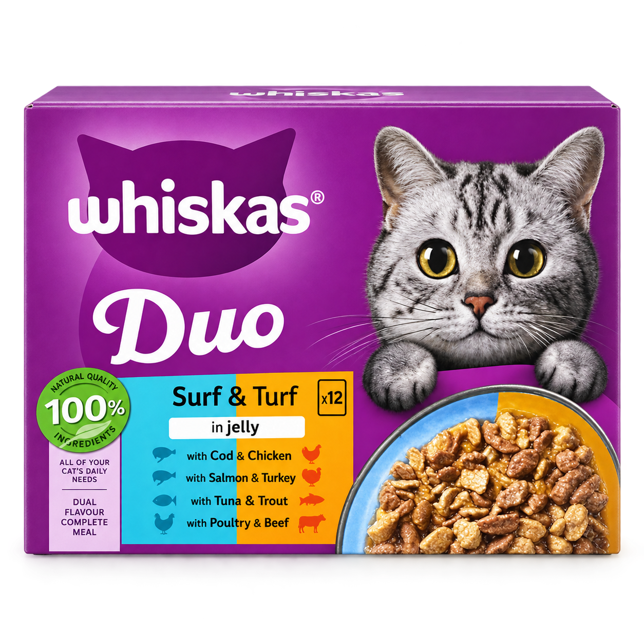 Whiskas Duo Surf and Turf in Jelly wet cat food 12x85g