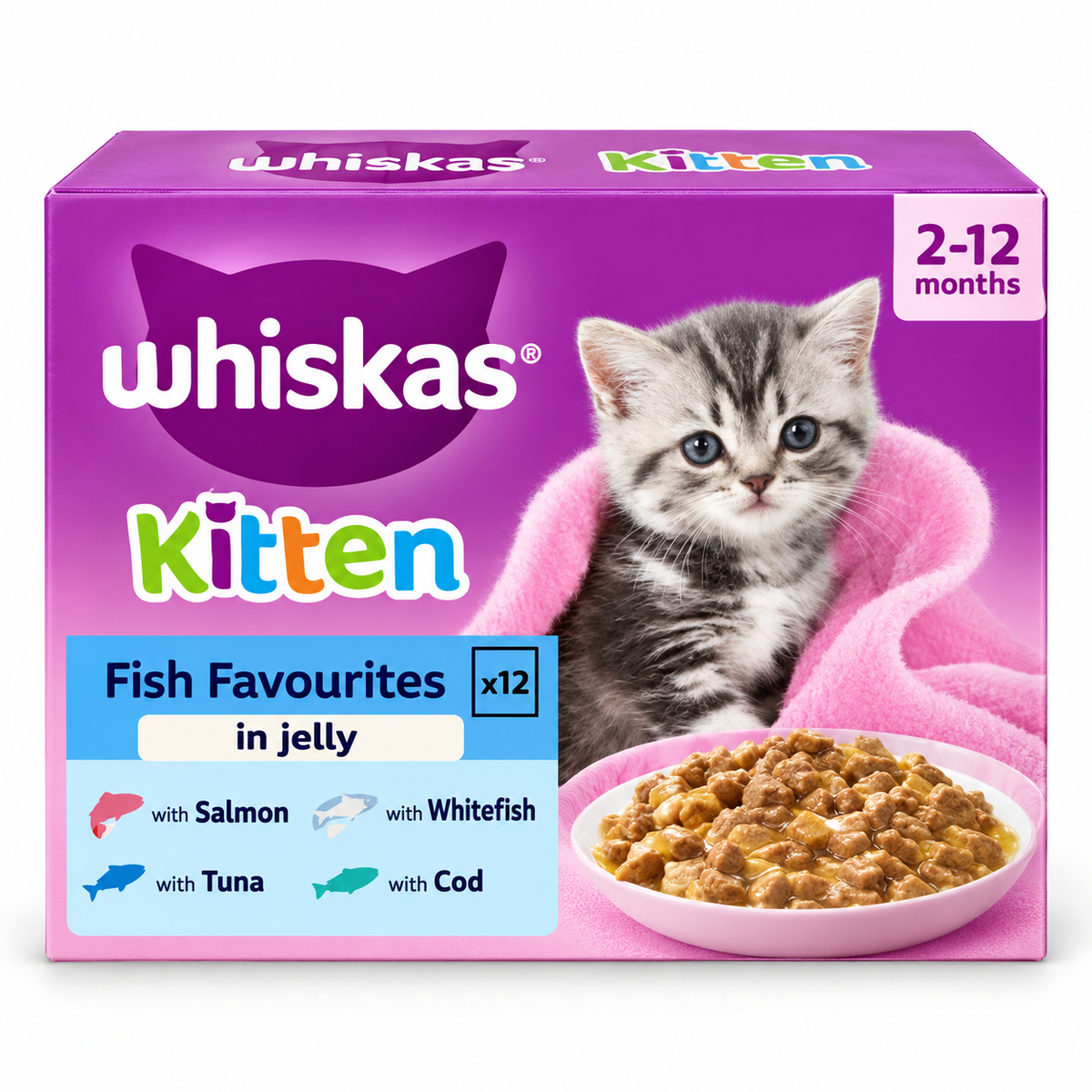 Whiskas Kitten Fish Favourites in Jelly 12x85g for kittens aged 2-12 months