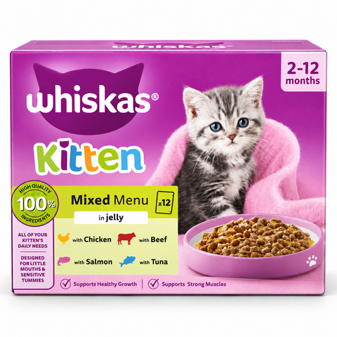 Whiskas Kitten Mixed Menu in Jelly wet cat food 12 x 85g