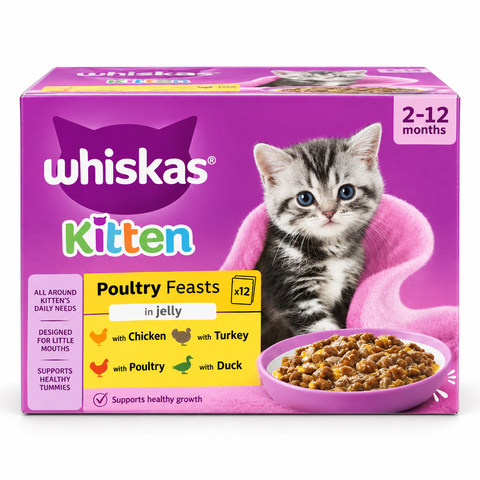 Whiskas Kitten Poultry Feasts in Jelly wet cat food 12 x 85g