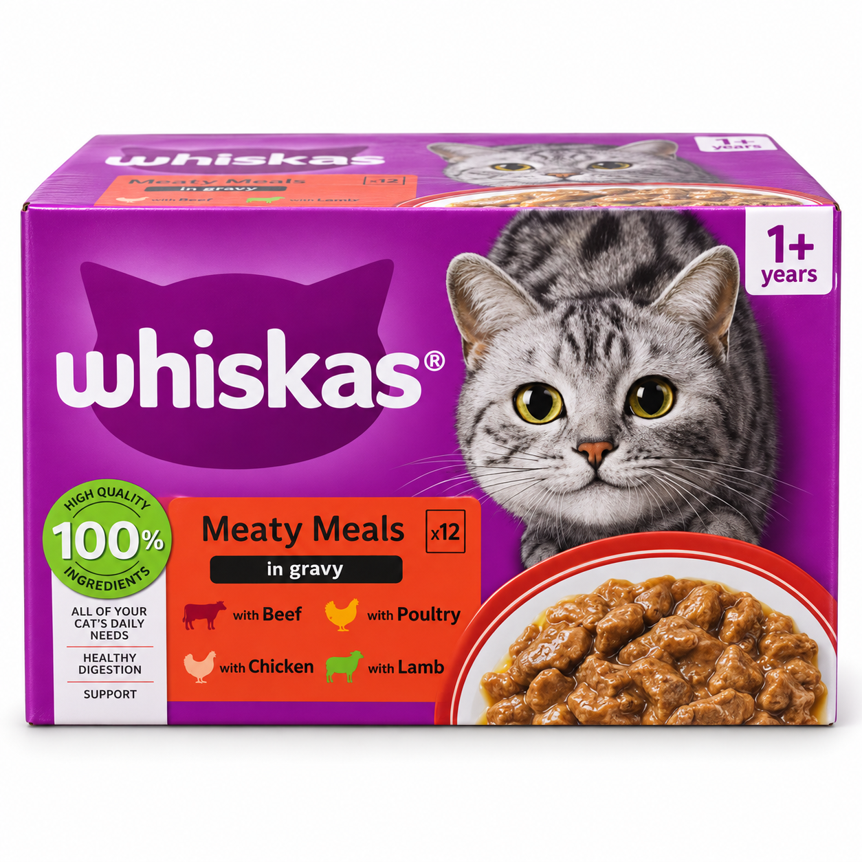 Whiskas Meaty Meals in Gravy wet cat food 12 x 85g