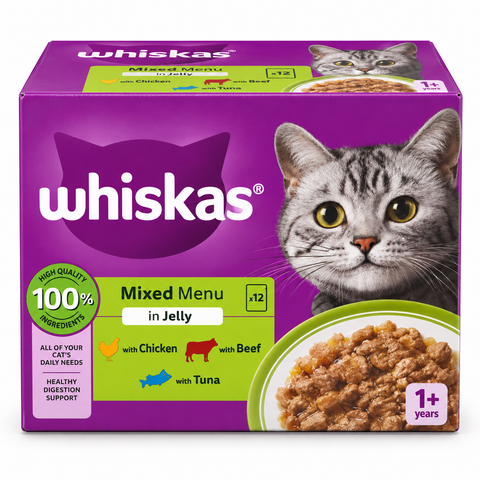 Whiskas Mixed Menu in jelly wet cat food 12 x 85g