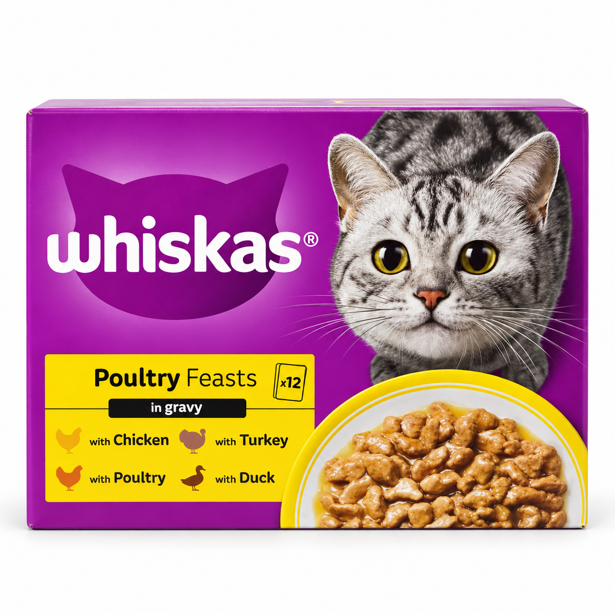 Whiskas Poultry Feasts in Gravy wet cat food 12 x 85g