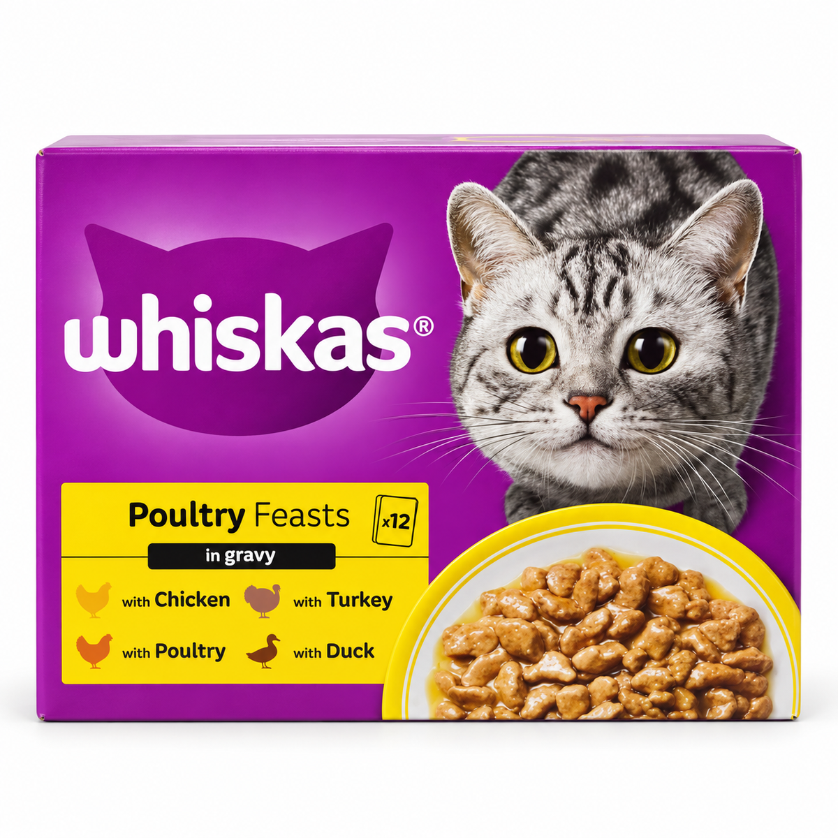 Whiskas Poultry Feasts in Gravy wet cat food 12 x 85g