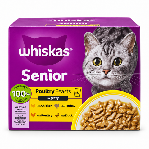 Whiskas Senior Poultry Feasts in gravy wet cat food 12 x 85g