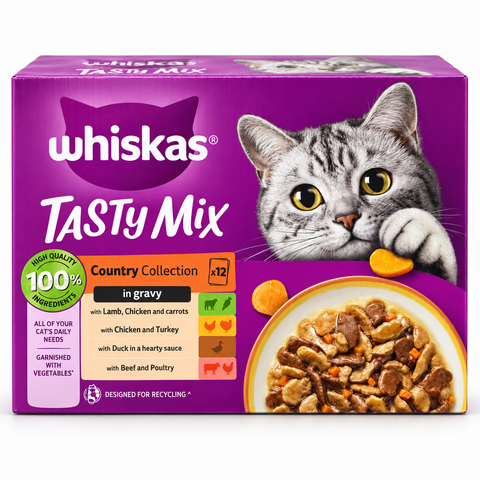 Whiskas Tasty Mix Country Collection in Gravy wet cat food 12 x 85g